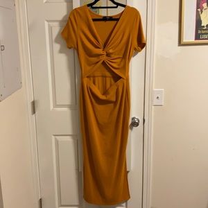 Lulu’s Mustard Yellow Cut Out Dress - Size XL